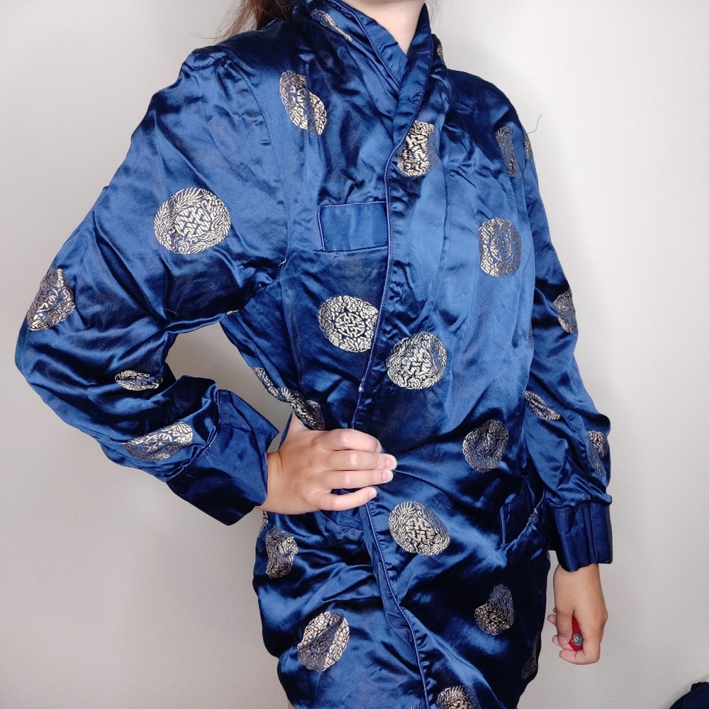 Chinese Silk Satin Embroidery Kimono Robe Size S